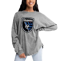 Women's Gameday Couture Gray San Jose Earthquakes Faded Wash Pullover Sweatshirt