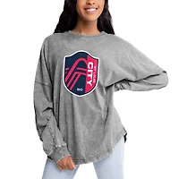 Women's Gameday Couture Gray St. Louis City SC Faded Wash Pullover Sweatshirt