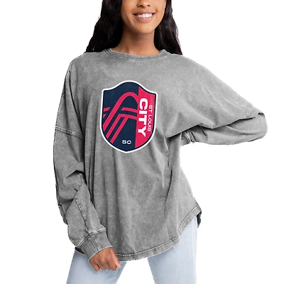 Women's Gameday Couture Gray St. Louis City SC Faded Wash Pullover Sweatshirt