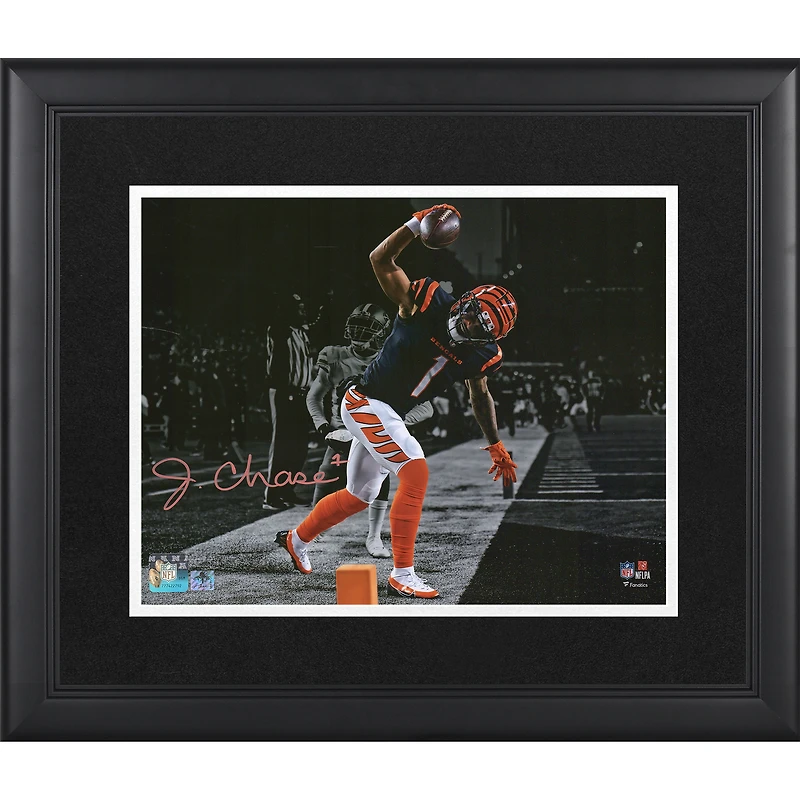 Ja'Marr Chase Cincinnati Bengals Autographed Framed 11" x 14" Touchdown Spike Spotlight Photograph