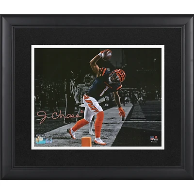 Ja'Marr Chase Cincinnati Bengals Autographed Framed 11" x 14" Touchdown Spike Spotlight Photograph