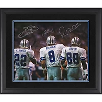 Emmitt Smith Michael Irvin & Troy Aikman Dallas Cowboys Autographed Framed 16" x 20" Walking Back Photograph