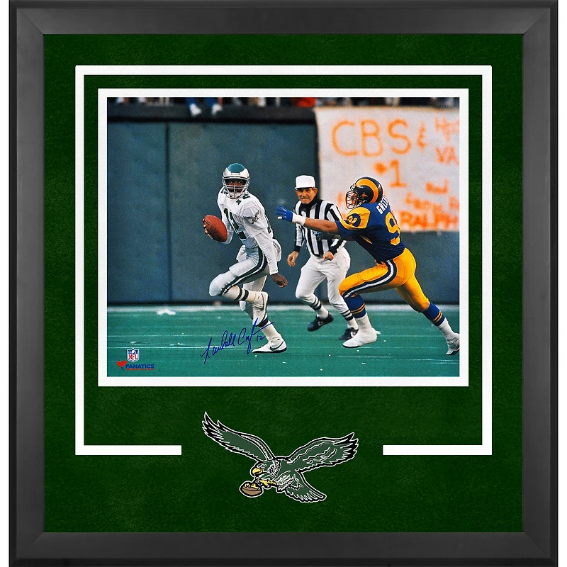 Randall Cunningham Philadelphia Eagles Autographed Framed 16" x 20" White Jersey Scramble Photograph