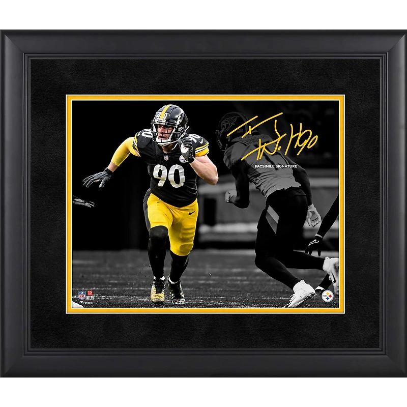 T.J. Watt Pittsburgh Steelers Facsimile Signature Framed 11" x 14" Spotlight Photograph