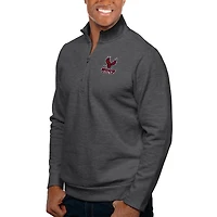 Men's Antigua Heather Charcoal North Carolina Central Eagles Gambit Quarter-Zip Pullover Top