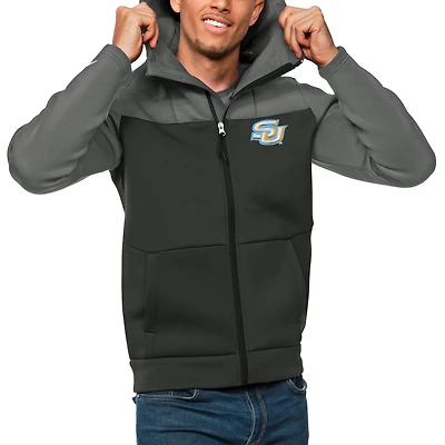 Men's Antigua Steel/Charcoal Southern University Jaguars Protect Full-Zip Hoodie