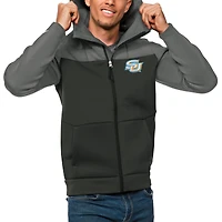 Men's Antigua Steel/Charcoal Southern University Jaguars Protect Full-Zip Hoodie
