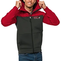 Men's Antigua Red/Charcoal Winston-Salem State Rams Protect Full-Zip Hoodie