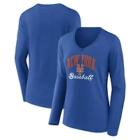 Women's Royal New York Mets Victory Script Long Sleeve V-Neck T-Shirt