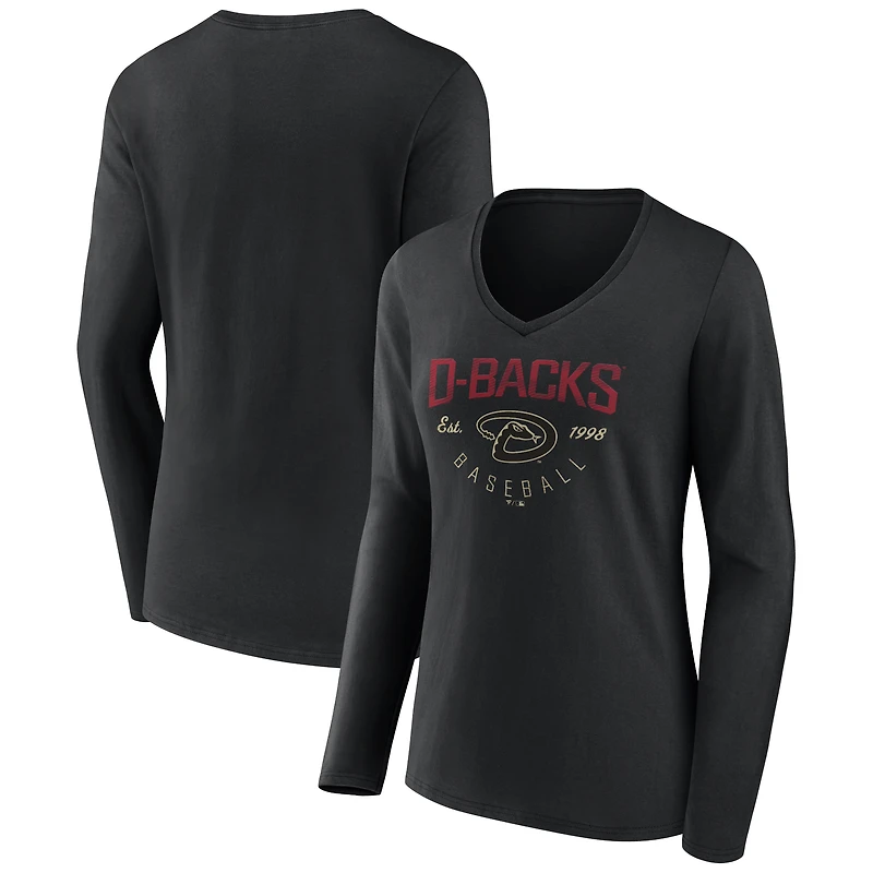 Women's Black Arizona Diamondbacks Live For It Long Sleeve Long Sleeve V-Neck T-Shirt
