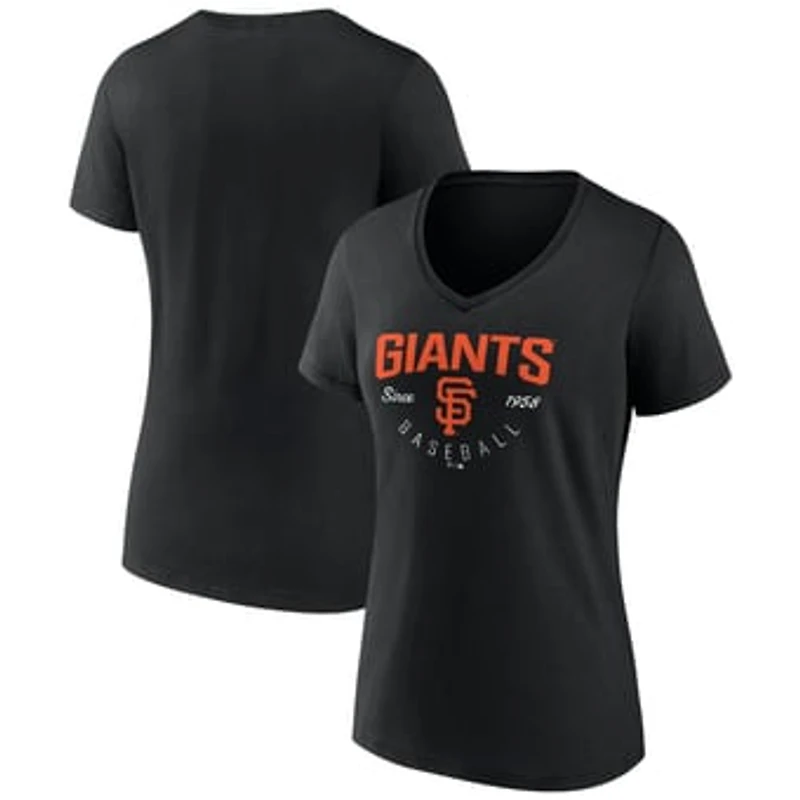 Women's Black San Francisco Giants Live For It Team V-Neck T-Shirt
