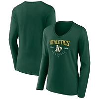 Women's Green Athletics Live For It Long Sleeve Long Sleeve V-Neck T-Shirt