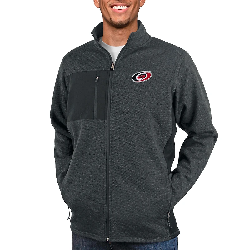 Men's Antigua Heather Charcoal Carolina Hurricanes Course Full-Zip Jacket