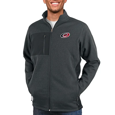 Men's Antigua Heather Charcoal Carolina Hurricanes Course Full-Zip Jacket
