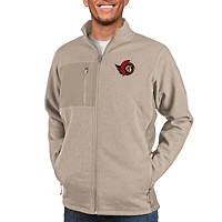 Men's Antigua Oatmeal Ottawa Senators Course Full-Zip Jacket