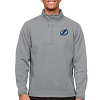 Men's Antigua Heather Gray Tampa Bay Lightning Course Quarter-Zip Pullover Top