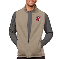 Men's Antigua Oatmeal New Jersey Devils Course Full-Zip Vest