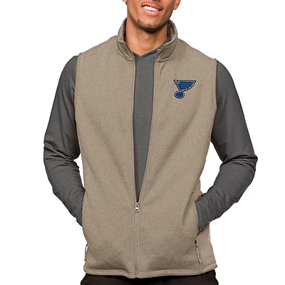 Men's Antigua Oatmeal St. Louis Blues Course Full-Zip Vest