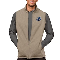 Men's Antigua Oatmeal Tampa Bay Lightning Course Full-Zip Vest