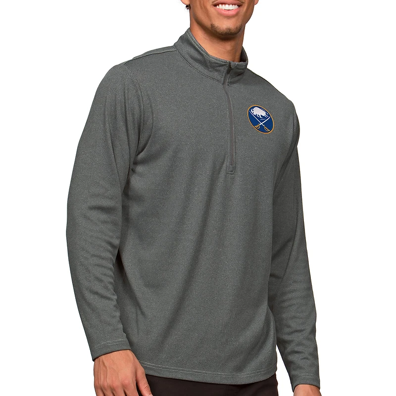 Men's Antigua Heather Charcoal Buffalo Sabres Epic Quarter-Zip Pullover Top