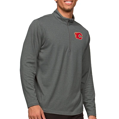 Men's Antigua Heather Charcoal Calgary Flames Epic Quarter-Zip Pullover Top