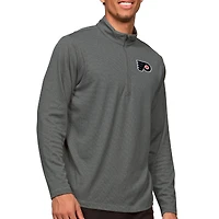 Men's Antigua Heather Charcoal Philadelphia Flyers Epic Quarter-Zip Pullover Top