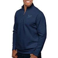 Men's Antigua Heather Navy St. Louis Blues Gambit Quarter-Zip Pullover Top