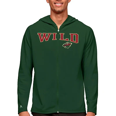 Men's Antigua Green Minnesota Wild Legacy Full-Zip Hoodie