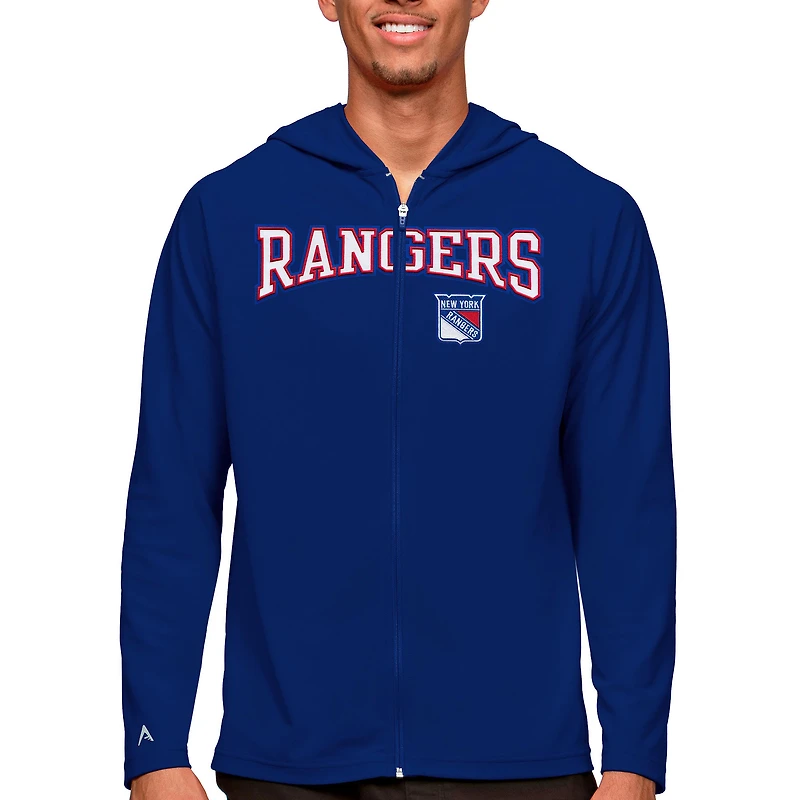 Men's Antigua Royal New York Rangers Legacy Full-Zip Hoodie