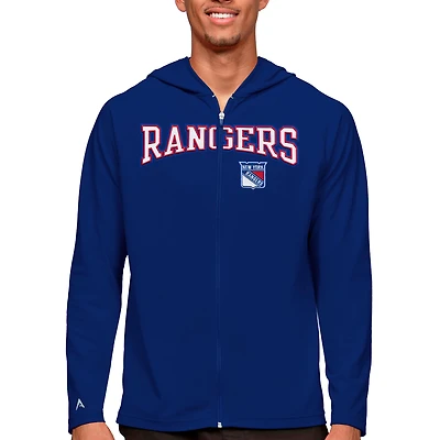 Men's Antigua Royal New York Rangers Legacy Full-Zip Hoodie