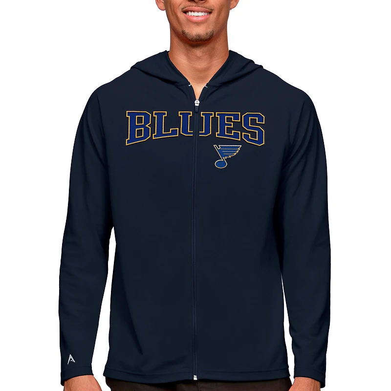 Men's Antigua Navy St. Louis Blues Legacy Full-Zip Hoodie