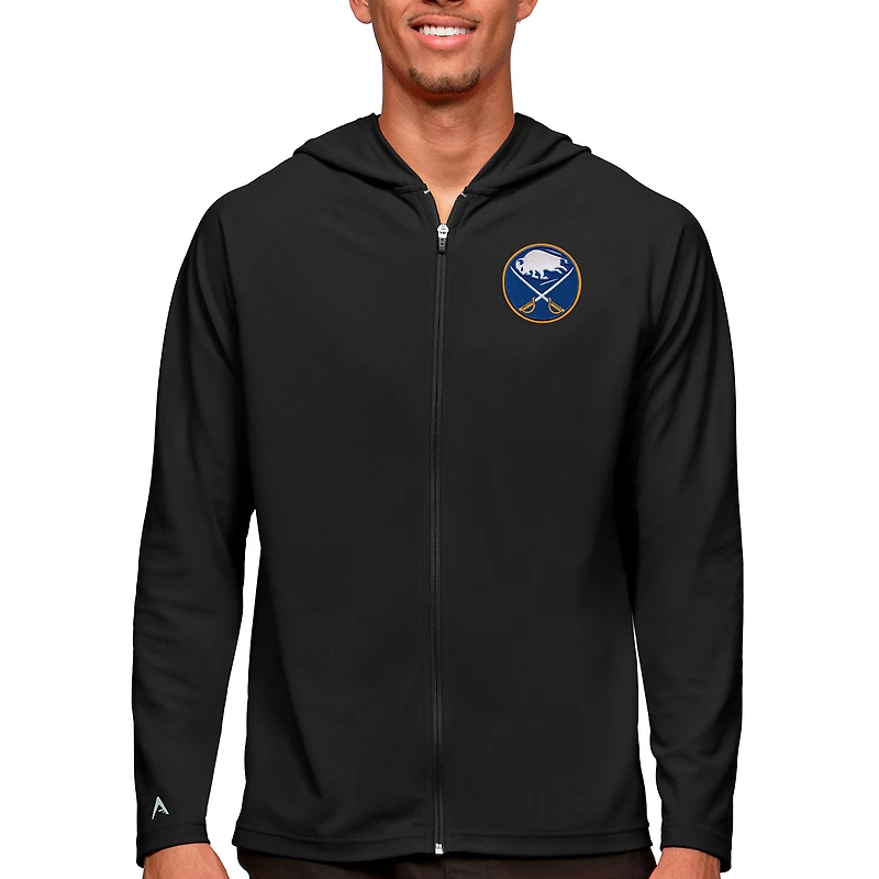 Men's Antigua Black Buffalo Sabres Logo Legacy Full-Zip Hoodie
