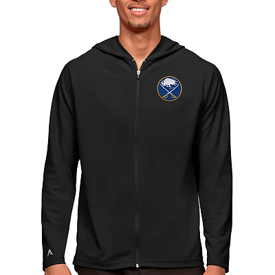 Men's Antigua Black Buffalo Sabres Logo Legacy Full-Zip Hoodie