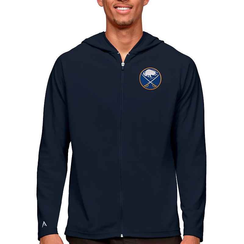 Men's Antigua Navy Buffalo Sabres Logo Legacy Full-Zip Hoodie