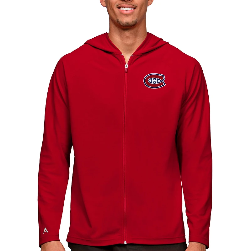 Men's Antigua Red Montreal Canadiens Logo Legacy Full-Zip Hoodie