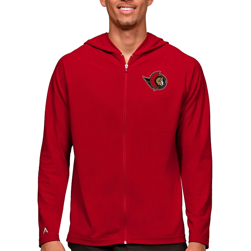 Men's Antigua Red Ottawa Senators Logo Legacy Full-Zip Hoodie