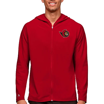 Men's Antigua Red Ottawa Senators Logo Legacy Full-Zip Hoodie
