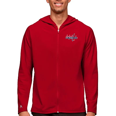 Men's Antigua Red Washington Capitals Logo Legacy Full-Zip Hoodie