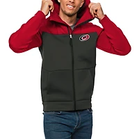 Men's Antigua Red/Charcoal Carolina Hurricanes Protect Full-Zip Hoodie