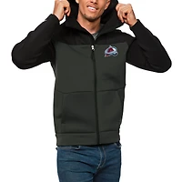 Men's Antigua Black/Charcoal Colorado Avalanche Protect Full-Zip Hoodie