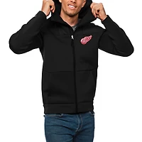 Men's Antigua Black Detroit Red Wings Protect Full-Zip Hoodie