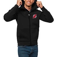 Men's Antigua Black New Jersey Devils Protect Full-Zip Hoodie