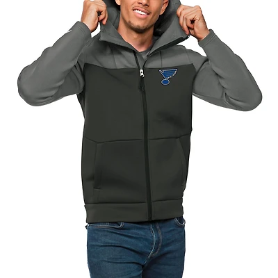 Men's Antigua Steel/Charcoal St. Louis Blues Protect Full-Zip Hoodie