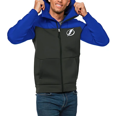 Men's Antigua Royal/Charcoal Tampa Bay Lightning Protect Full-Zip Hoodie