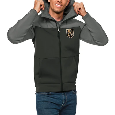 Men's Antigua Steel/Charcoal Vegas Golden Knights Protect Full-Zip Hoodie
