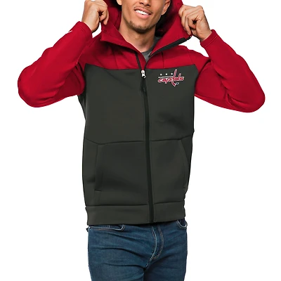 Men's Antigua Red/Charcoal Washington Capitals Protect Full-Zip Hoodie