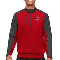 Men's Antigua Red/Charcoal Carolina Hurricanes Quarter-Zip Pullover Top