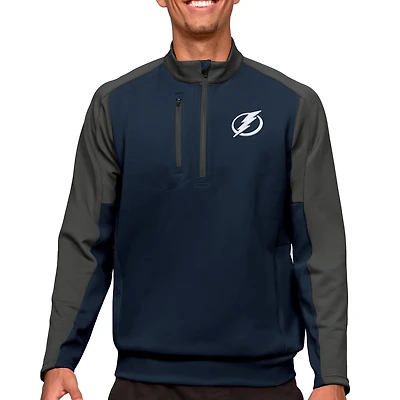 Men's Antigua Navy/Charcoal Tampa Bay Lightning Quarter-Zip Pullover Top