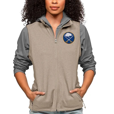 Women's Antigua Oatmeal Buffalo Sabres Primary Logo Course Full-Zip Vest