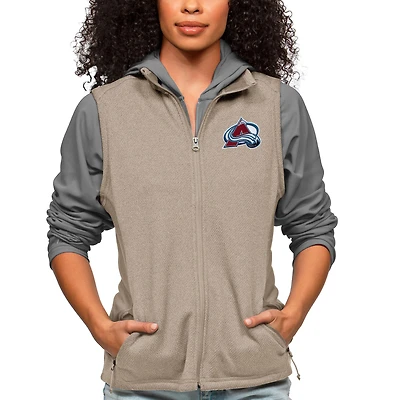 Women's Antigua Oatmeal Colorado Avalanche Primary Logo Course Full-Zip Vest